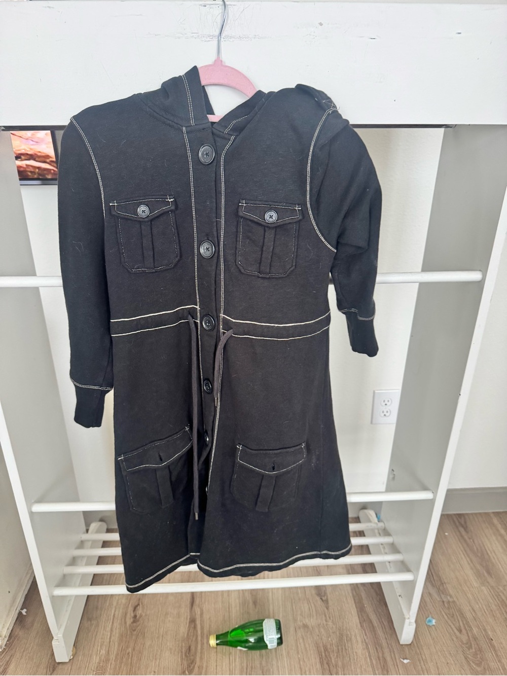 Ralph Lauren Black Hooded Button-Front Kids Coat